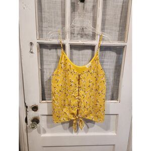 Sienna Sky Yellow Floral Button Front Tank Top Women's Size‎ Medium